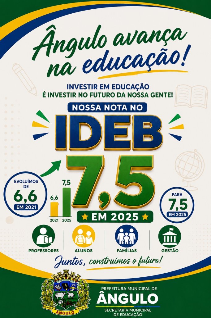 Ângulo avança na educação e conquista nota 7,5 no IDEB 2025