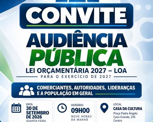 Convite para a Audiência Pública da LOA 2027 – Prefeitura Municipal de Bom Sucesso – PR