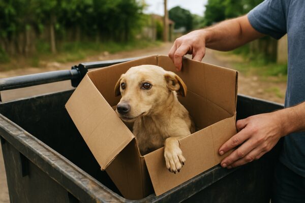 VÍDEO: cachorro é jogado no lixo preso dentro de caixa de papelão, no Paraná